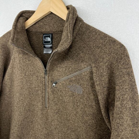 THE NORTH FACE Fleece Mens XL Denali T132 Sweatshirt 1/4 Zip Heavyweight Brown - Picture 1 of 14